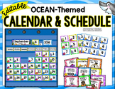 EDITABLE Calendar & Schedule: Ocean- themed