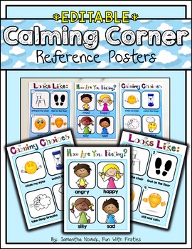 Preview of EDITABLE Calming Corner Posters: reference for a time out, take 5, or break