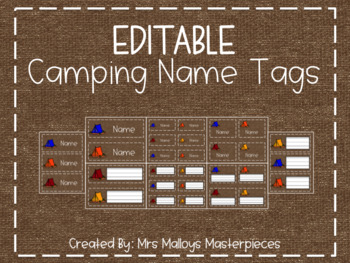 editable camping name tags by malloys creative works tpt