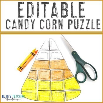 Preview of EDITABLE Candy Corn Craft Activity: Autumn Fall Game Center Puzzle