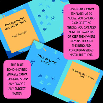 Preview of EDITABLE Canva Template in Shades of Blue for Any Grade Level and Subject