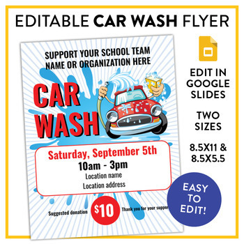 Preview of EDITABLE Car Wash fundraiser flyer: 3 designs