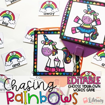 Preview of EDITABLE Sight Word Swat Game | Unicorn and Rainbows Small Group Game
