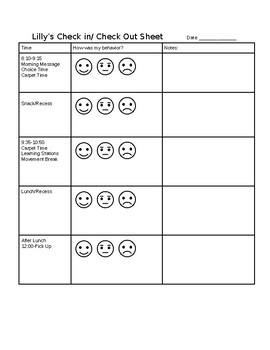 Check In Check Out Behavior Charts