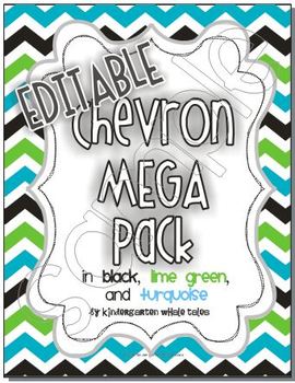 Preview of EDITABLE Chevron Mega Pack in Black/Turquoise/Lime Green