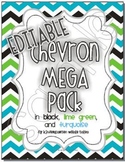 EDITABLE Chevron Mega Pack in Black/Turquoise/Lime Green
