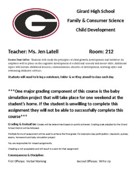 Preview of EDITABLE Child Development Syllabus
