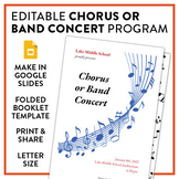 EDITABLE Chorus or Band Concert Music Program Template!