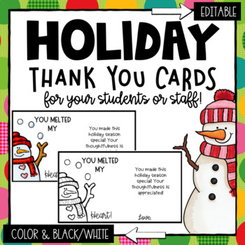 Preview of EDITABLE- Christmas Holiday Thank You Notes