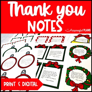 Preview of Christmas Thank You Note Holiday Card from Teacher - Digital and Print Templates