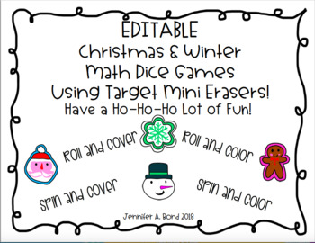 EDITABLE Christmas & Winter Mini Eraser Dice and Spinner Games