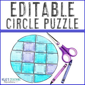 Preview of EDITABLE Circle Puzzle: Pie, Dot Day, Eclipse 2024 Activities