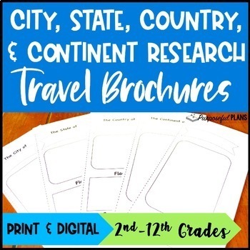 Preview of EDITABLE City, State, & Country Travel Brochure Templates Research Project
