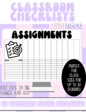 EDITABLE Class Lists -  Grading Sheets - Checklist