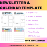 EDITABLE Class Newsletter & Calendar Template - School The