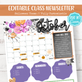 EDITABLE Class Newsletter Template October 2021 | Hallowee