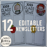 EDITABLE Class Newsletter Templates for ALL year