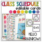 EDITABLE Class Schedule Cards - Rainbow Class Schedule Cards
