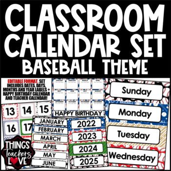 Baseball Numbers for Calendar or Math Activity