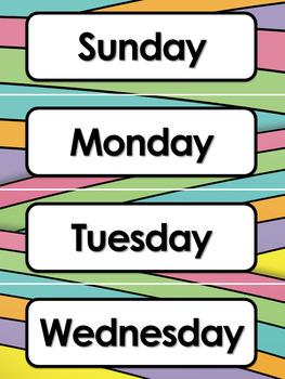 EDITABLE Classroom Calendar Set - COLORFUL STRIPES CLASSROOM DECOR 02