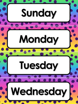 EDITABLE Classroom Calendar Set - PURPLE RAINBOW NEON CLASSROOM DECOR 05