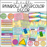 Editable Watercolor Rainbow Classroom Decor Bundle