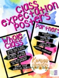 EDITABLE Classroom Expectation Posters (CHAMPS) Neon Water