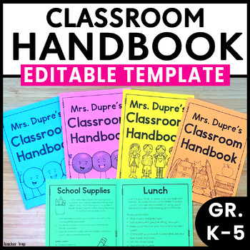 Preview of EDITABLE Classroom Handbook - Procedures Routines Class Rules - Back to School