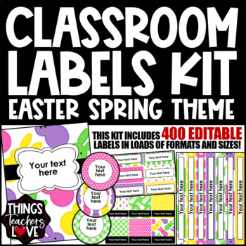 Preview of EDITABLE Classroom Labels Set x400 - EASTER CLASSROOM DECOR