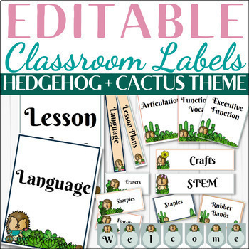 Preview of EDITABLE Classroom Labels - Speech Therapy Room Decor & Organization 