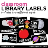 EDITABLE Classroom Library Labels | Book Bin Labels - Black Background