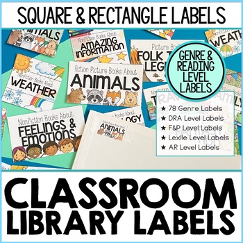 Preview of EDITABLE Classroom Library Labels - Matching Book & Bin Labels - Genres & Levels