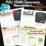 EDITABLE Classroom Newsletter, FULL YEAR Newsletter Bundle