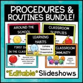 EDITABLE Classroom Procedures Back to School Powerpoints BUNDLE