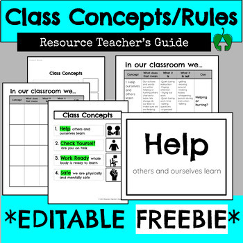 Preview of EDITABLE: Classroom Rules/Concepts FREEBIE