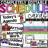 EDITABLE Classroom Schedule Cards | Color and B&W | Digita