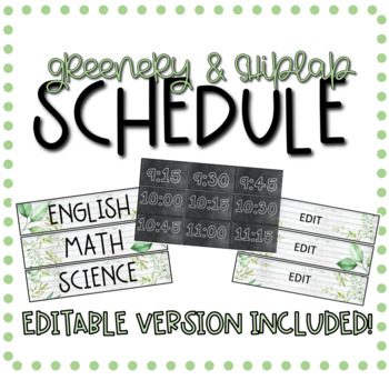 Preview of EDITABLE Classroom Schedule (Farmhouse Greenery/Shiplap)