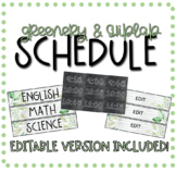 EDITABLE Classroom Schedule (Farmhouse Greenery/Shiplap)