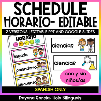 Preview of Schedule cards EDITABLE  SPANISH  HORARIO