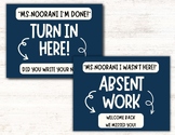 EDITABLE Classroom Turn in Basket Label, Absent Work Label
