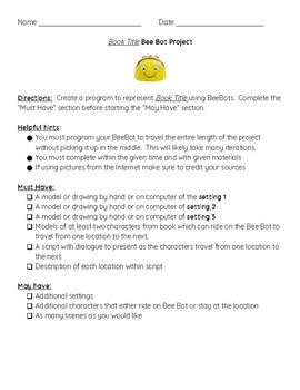 Preview of EDITABLE Coding Book Report Programming and Hands On Project with Bee Bots