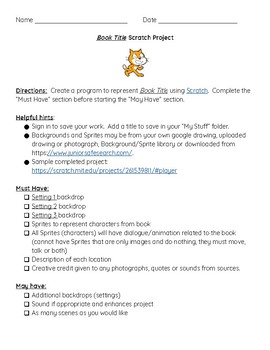 Preview of EDITABLE Coding Book Report Template in Scratch Programming