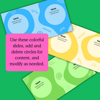 Preview of EDITABLE Coloful Circles and Splotches for Any Subject Matter