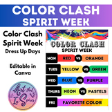 EDITABLE - Color Clash Spirit Week - Dress Up Days