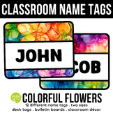 EDITABLE Colorful Flowers Name Tags Classroom Bulletin Boa