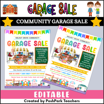 EDITABLE Community Garage Sale Flyer | Neighborhood Yard Sale Fundraiser