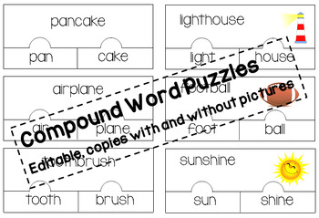 Preview of EDITABLE Compound word puzzles