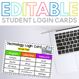 Editable Student Login Cards for Technology