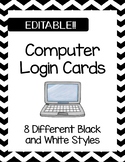 EDITABLE Computer Login Cards