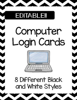 Preview of EDITABLE Computer Login Cards
